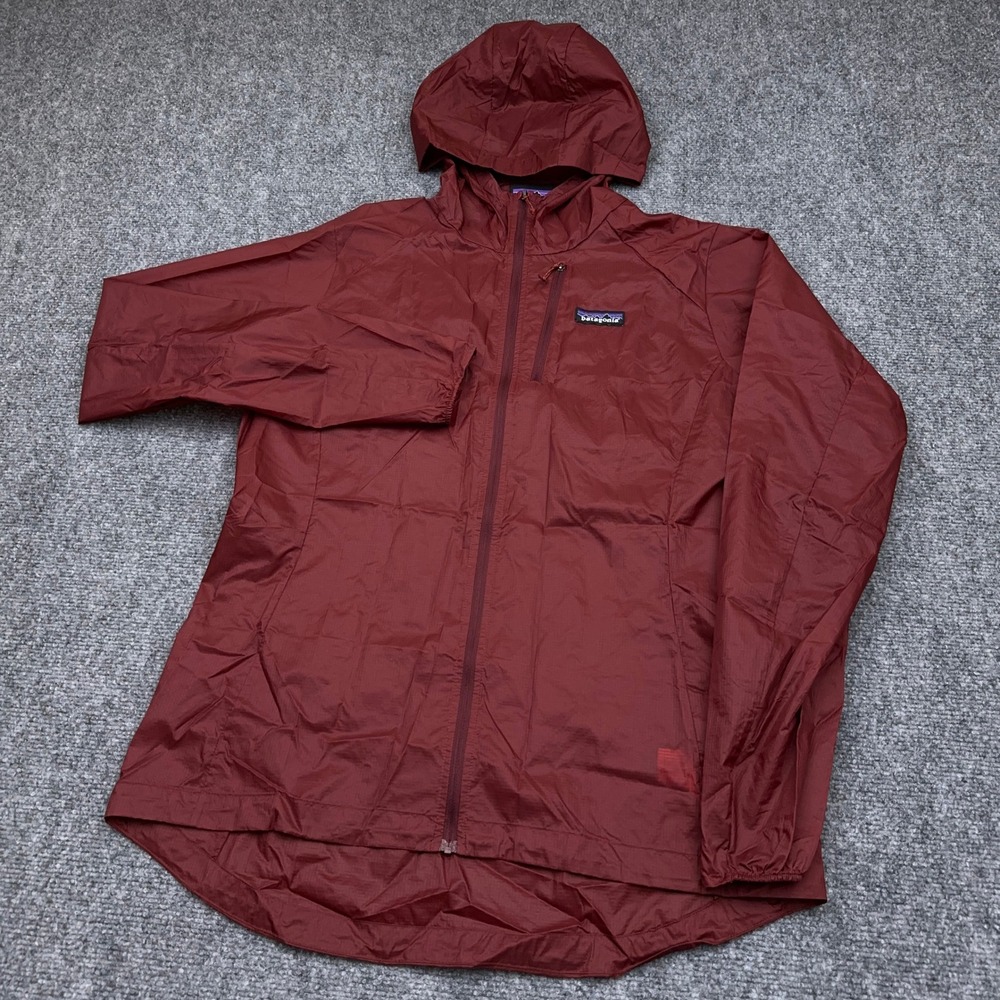 Patagonia Houdini Jacket Women Large Oxide Red Full Zip Hooded Windbreaker Shell
